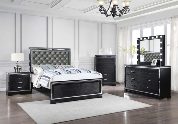 Eleanor Rectangular 3-drawer Nightstand Silver and Black - 223362 - Luna Furniture