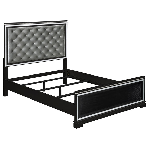 Eleanor Upholstered Tufted Bed Silver and Black - 223361KW - Luna Furniture