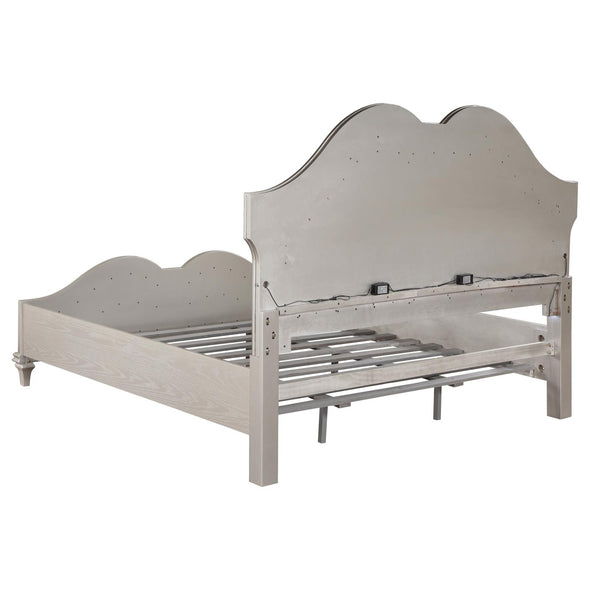 Evangeline Tufted Upholstered Platform California King Bed Ivory and Silver Oak - 223391KW - Luna Furniture
