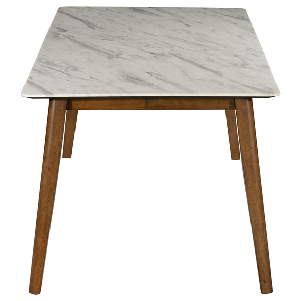 Everett Faux Marble Top Dining Table Natural Walnut and White - 192761 - Luna Furniture