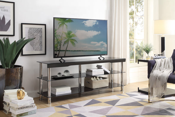 Hakea Black Glass-Top 62” TV Stand - Luna Furniture