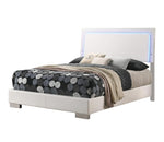Felicity Full Panel Bed with LED Lighting Glossy White - 203500F - Luna Furniture