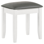 Felicity Upholstered Vanity Stool Metallic and Glossy White - 203507STL - Luna Furniture