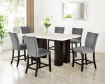 Finley Grey - (GENUINE MARBLE) Counter Height Table & 6 Chairs - Finley Grey - Luna Furniture