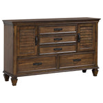 Franco 5-drawer Dresser with 2 Louvered Doors Burnished Oak - 200973 - Luna Furniture