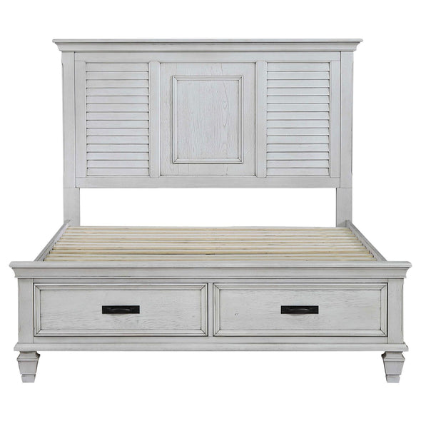 Franco Eastern King Storage Bed Antique White - 205330KE - Luna Furniture