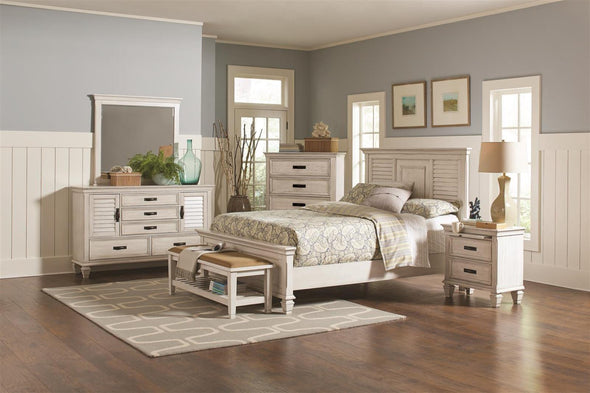 Franco Queen Panel Bed Antique White - 205331Q - Luna Furniture