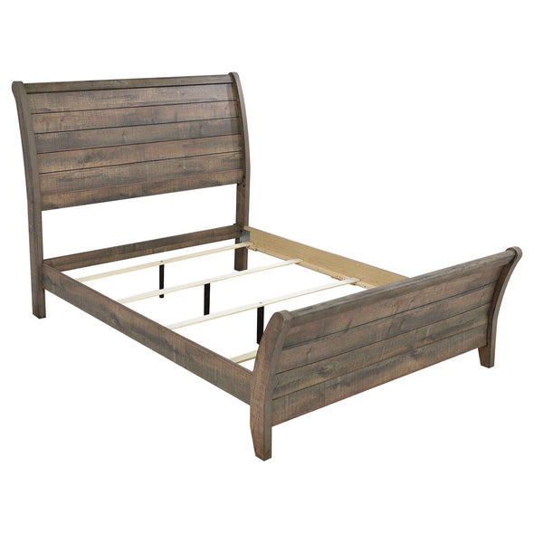 Frederick Eastern King Sleigh Panel Bed Weathered Oak - 222961KE - Luna Furniture