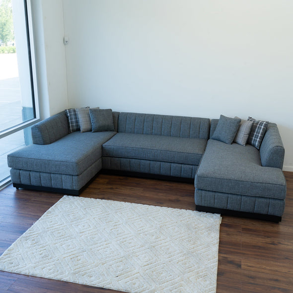 Grayson Linen Gray Double Chaise Sectional - GRAYSONGRAY-SEC - Luna Furniture