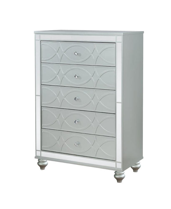 Gunnison 5-drawer Chest Silver Metallic - 223215 - Luna Furniture