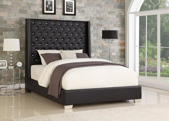 Diamond Tufted Black 6 FT King Bed - Luna Furniture