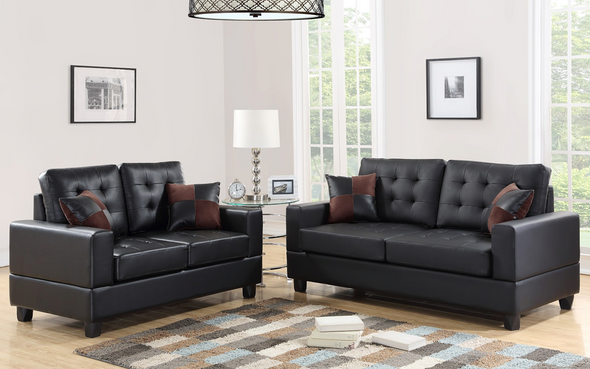Vega Black Faux Leather Sofa & Loveseat - Luna Furniture