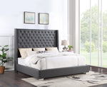 Diamond Tufted Gray 6 FT King Bed