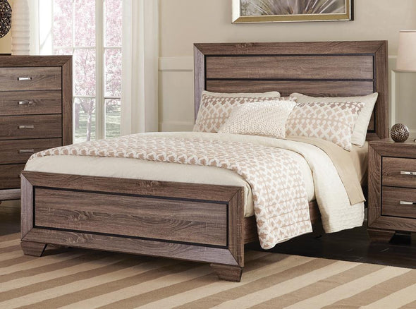 Kauffman California King Panel Bed Washed Taupe - 204191KW - Luna Furniture