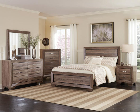 Kauffman California King Panel Bed Washed Taupe - 204191KW - Luna Furniture