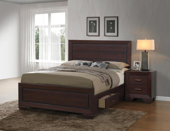 Kauffman Eastern King Storage Bed Dark Cocoa - 204390KE - Luna Furniture