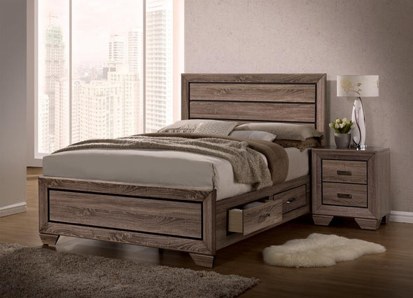 Kauffman Eastern King Storage Bed Washed Taupe - 204190KE - Luna Furniture