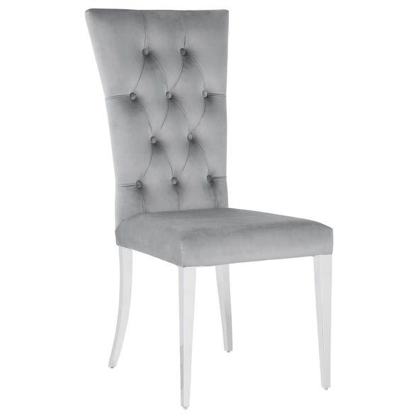 Kerwin Tufted Upholstered Side Chair (Set of 2) Grey and Chrome - 111103 - Luna Furniture