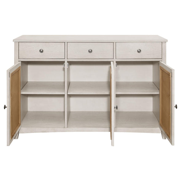 Kirby 3-drawer Rectangular Server with Adjustable Shelves Natural and Rustic Off White - 192695 - Luna Furniture