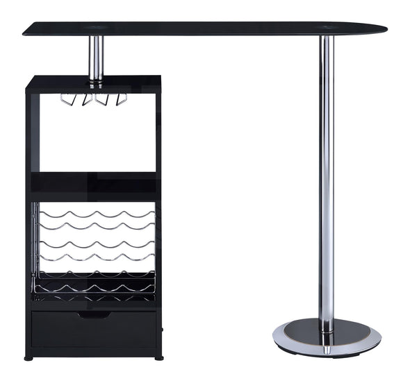 Koufax 1-drawer Bar Table Glossy Black - 120451 - Luna Furniture