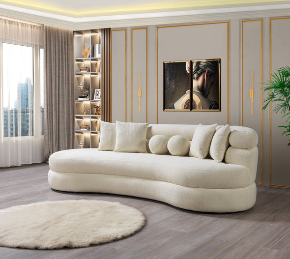 Larissa Ivory Boucle Chaise Lounge - LARISSAIV-CHAISE - Luna Furniture