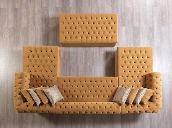 Lauren Mustard Velvet Double Chaise Sectional - LAURENMUSTARD-SEC - Luna Furniture