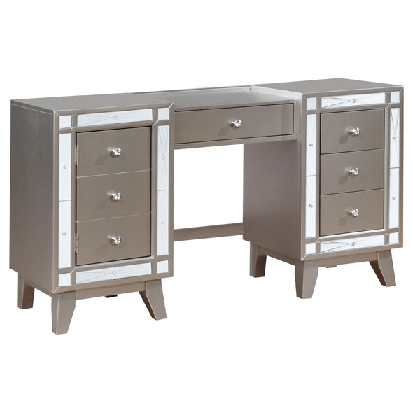Leighton Vanity Desk and Stool Metallic Mercury - 204927 - Luna Furniture