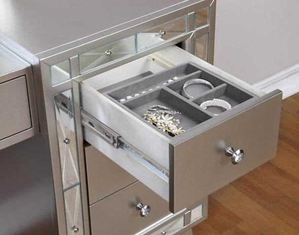 Leighton Vanity Desk and Stool Metallic Mercury - 204927 - Luna Furniture