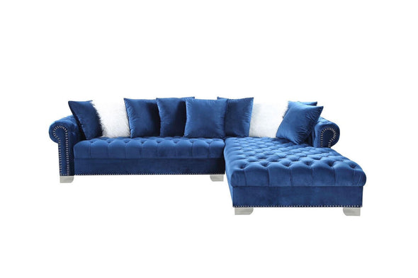 London Blue Velvet RAF Oversized Sectional - Luna Furniture