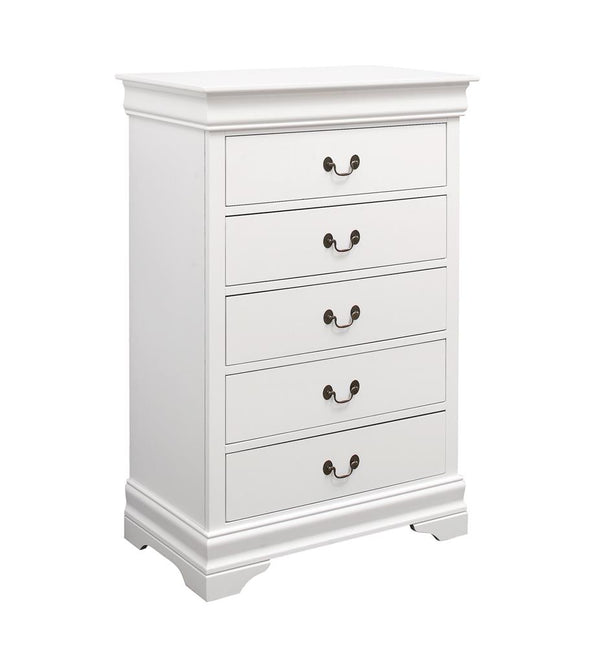 Louis Philippe 5-drawer Chest White - 204695 - Luna Furniture