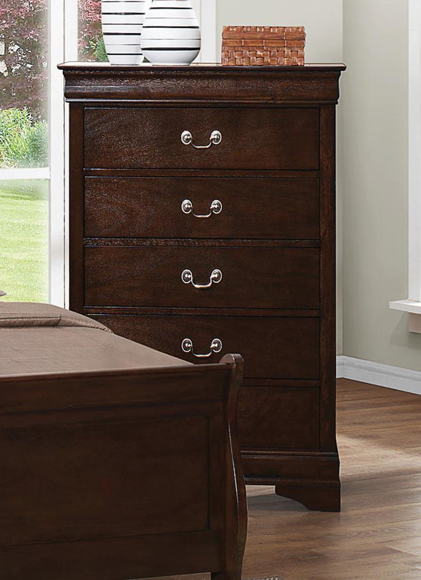 Louis Philippe 5-drawer Chest with Silver Bails Cappuccino - 202415 - Luna Furniture
