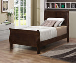 Louis Philippe Twin Panel Sleigh Bed Cappuccino - 202411T - Luna Furniture