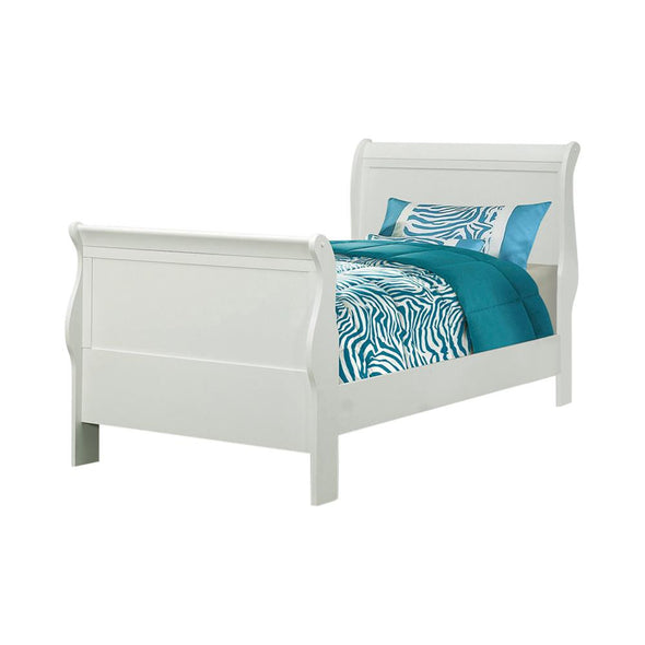 Louis Philippe Twin Sleigh Panel Bed White - 204691T - Luna Furniture
