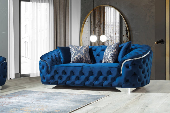 Lupino Blue Velvet Living Room Set - LUPINOBLUE-SL - Luna Furniture