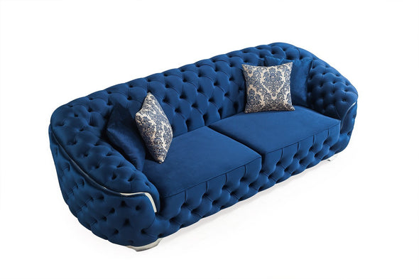 Lupino Blue Velvet Living Room Set - LUPINOBLUE-SL - Luna Furniture