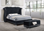 Luxor Black Velvet Queen Platform Bed - Luna Furniture