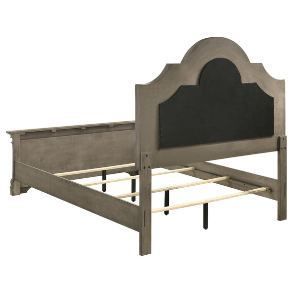 Manchester Bed with Upholstered Arched Headboard Beige and Wheat - 222891Q - Luna Furniture