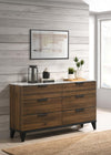 Mays 6-drawer Dresser Walnut Brown with Faux Marble Top - 215963 - Luna Furniture