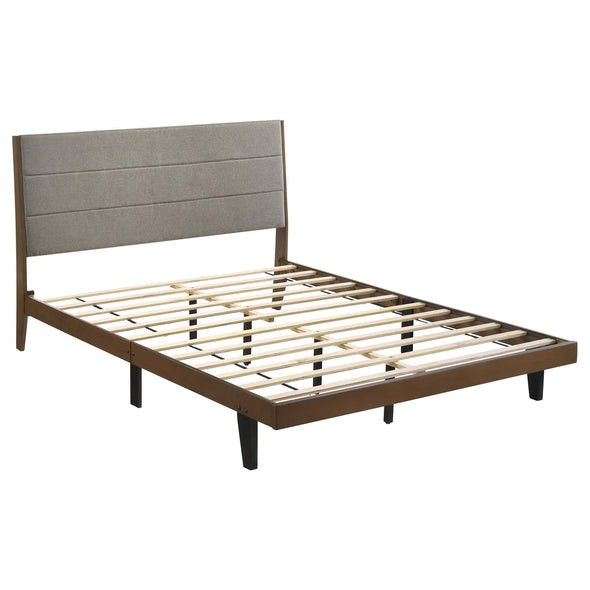 Mays Upholstered Queen Platform Bed Walnut Brown and Grey - 215961Q - Luna Furniture