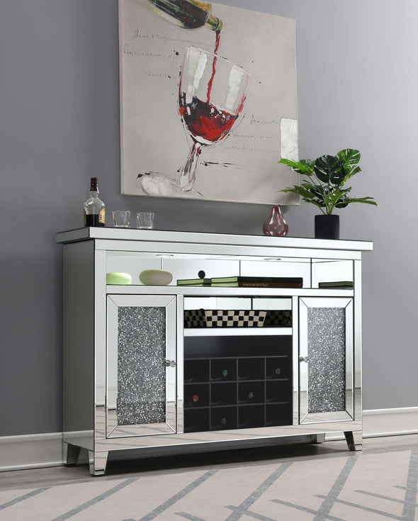 Melinda 2-Door Wine Cabinet with Lighting Mirror - 183627 - Luna Furniture