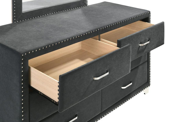 Melody 6-drawer Upholstered Dresser Grey - 223383 - Luna Furniture