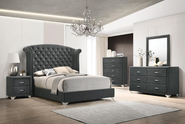 Melody 6-drawer Upholstered Dresser Grey - 223383 - Luna Furniture