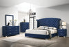 Melody Eastern King Wingback Upholstered Bed Pacific Blue - 223371KE - Luna Furniture