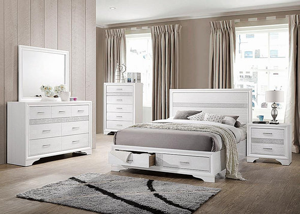 Miranda Eastern King 2-drawer Storage Bed White - 205111KE - Luna Furniture