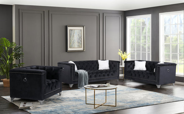 Prince Velvet Black Living Room Set