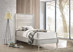 Ramon Twin Panel Bed Metallic Sterling - 222701T - Luna Furniture