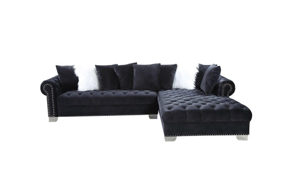 London Black Velvet RAF Oversized Sectional - Luna Furniture