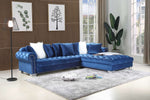 London Blue Velvet RAF Oversized Sectional - Luna Furniture