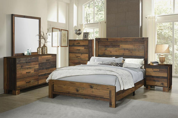 Sidney Eastern King Panel Bed Rustic Pine - 223141KE - Luna Furniture