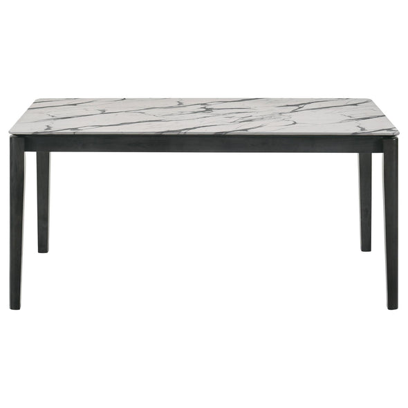 Stevie Rectangular Dining Table with Faux Marble Top - 115111WG - Luna Furniture